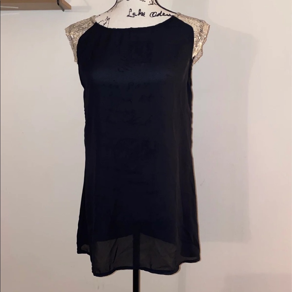 Black Sheer Gold Sequin Dress